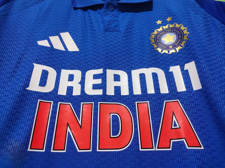 2025 India cricket jersey by Striker Store featuring Dream11 logo and blue design