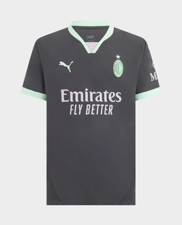 AC Milan 2024-25 Third Jersey in dark grey with mint accents and Puma logo