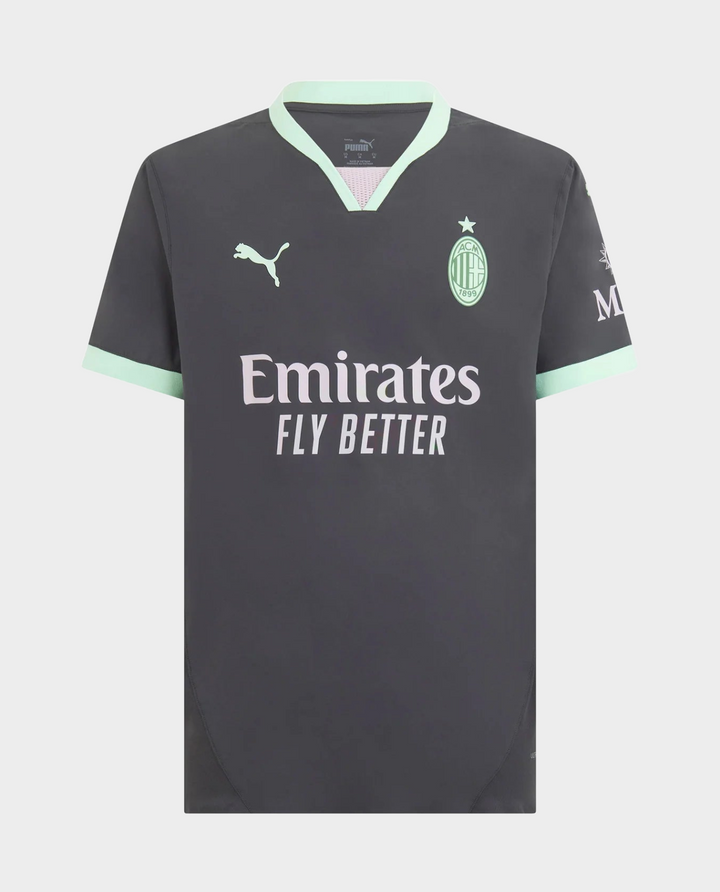 AC Milan 2024-25 Third Jersey in dark grey with mint accents and Puma logo
