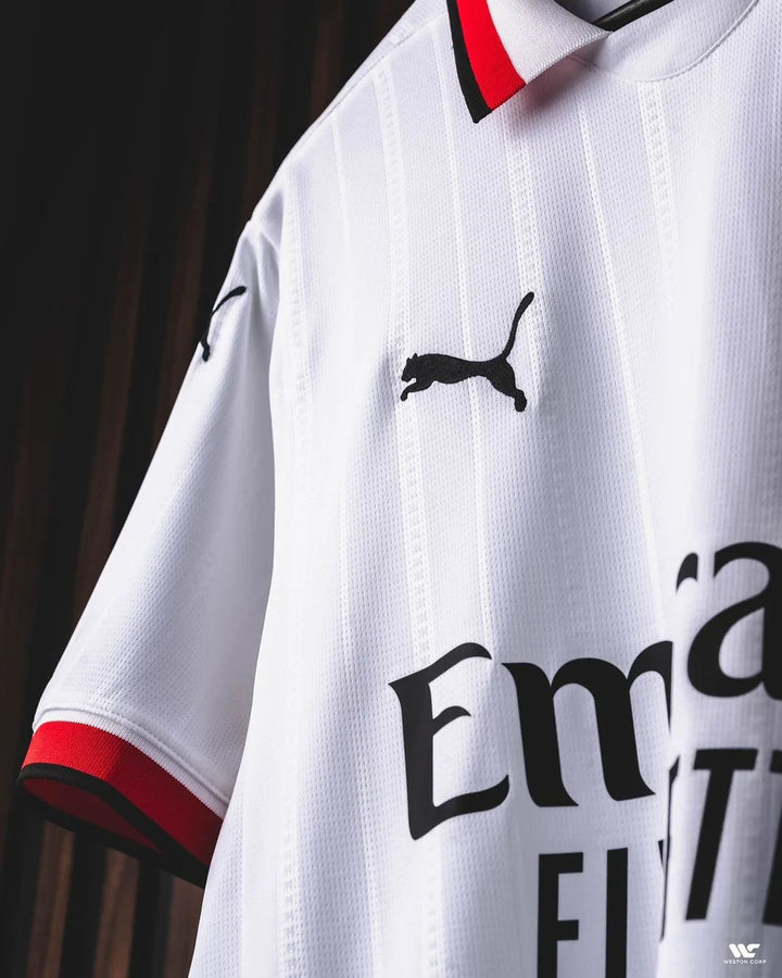 AC Milan away jersey 2024 in white with red and black details and Puma logo