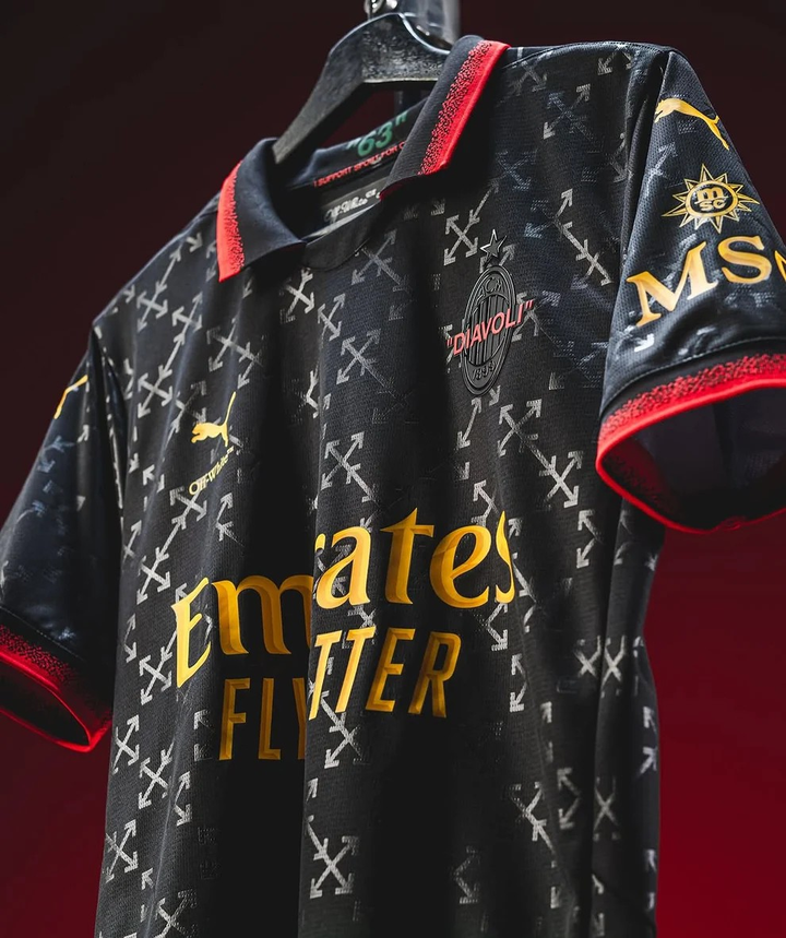 AC Milan Off White Jersey 2024 featuring a unique design and vibrant colors from Striker Store