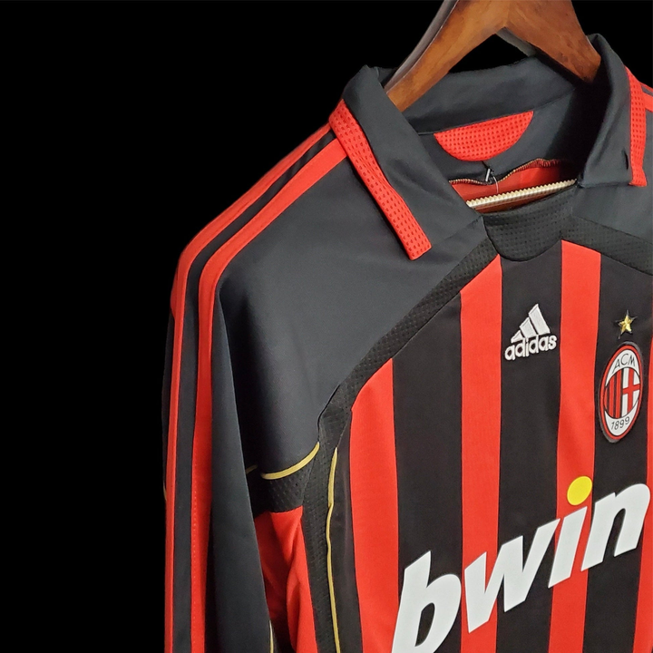 Retro AC Milan Jersey 2006-07 featuring iconic red and black stripes with Adidas logo