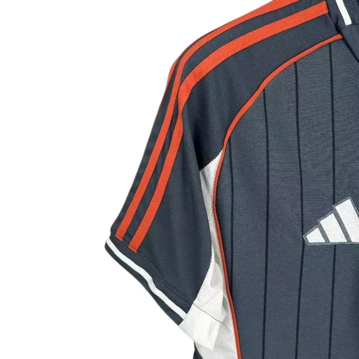 Striker Store Bayern Munich special edition shirt 2025 dark navy jersey with red shoulder stripes and Adidas logo