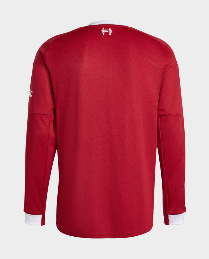 Striker Store Liverpool home jersey 2025-26 full sleeves back view red long sleeve football shirt with white cuffs