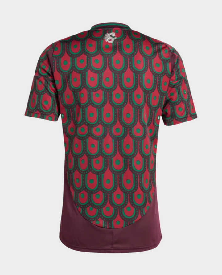 Mexico jersey 2024 player version featuring a unique patterned design in green and maroon colors