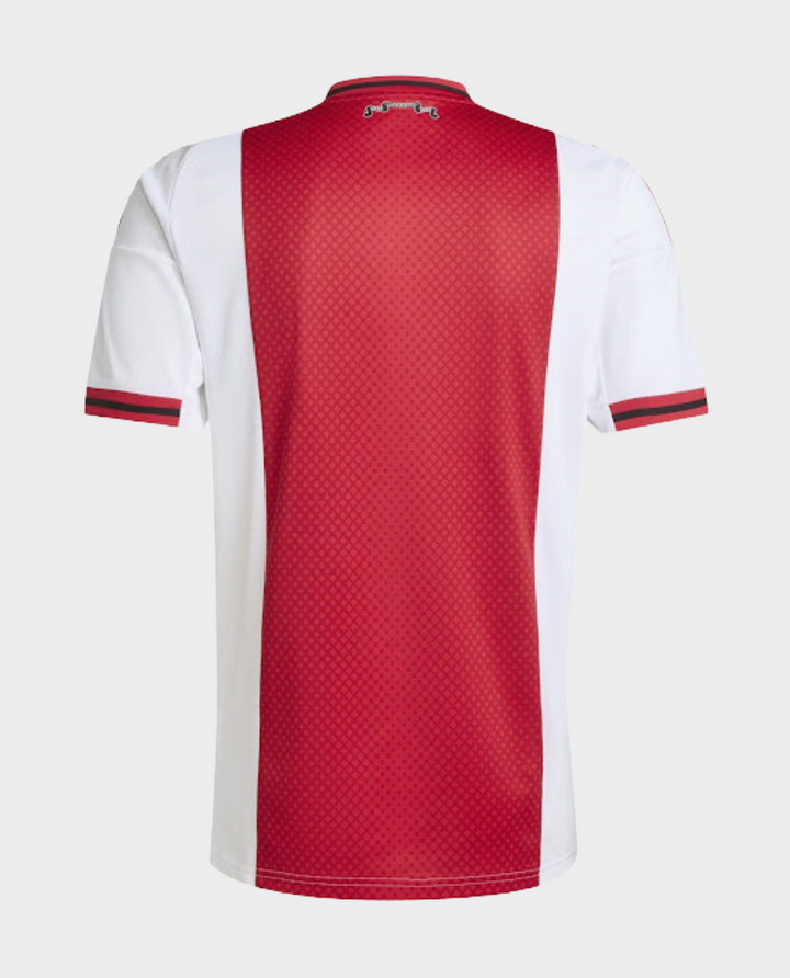 Ajax home jersey 2025-26 player version featuring a red and white design with a comfortable fit
