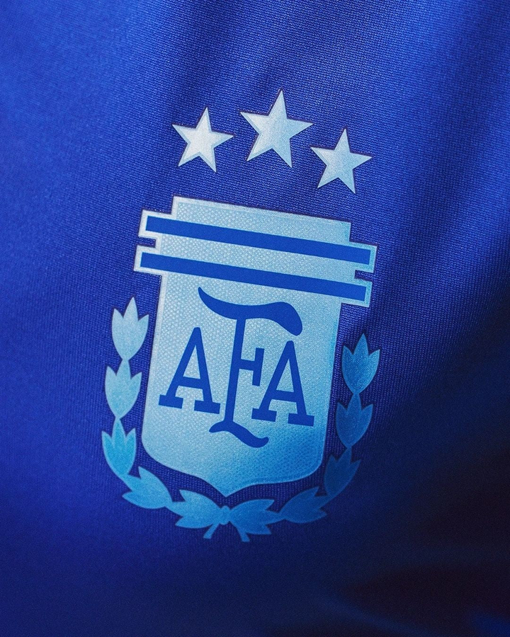 Detailed view of the Argentina away jersey 2024 with the AFA logo and three stars