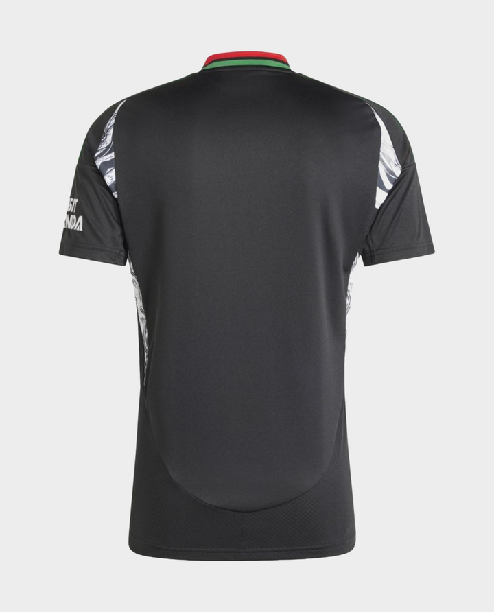 Back view of the Striker Store fan version Arsenal jersey in black with dynamic design elements