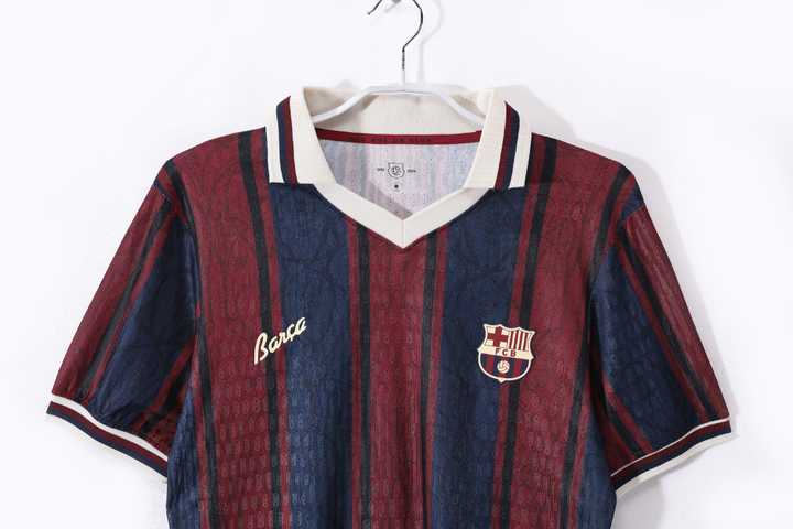 Barcelona 125th Anniversary Jersey 2025 in classic maroon and blue with vintage design elements