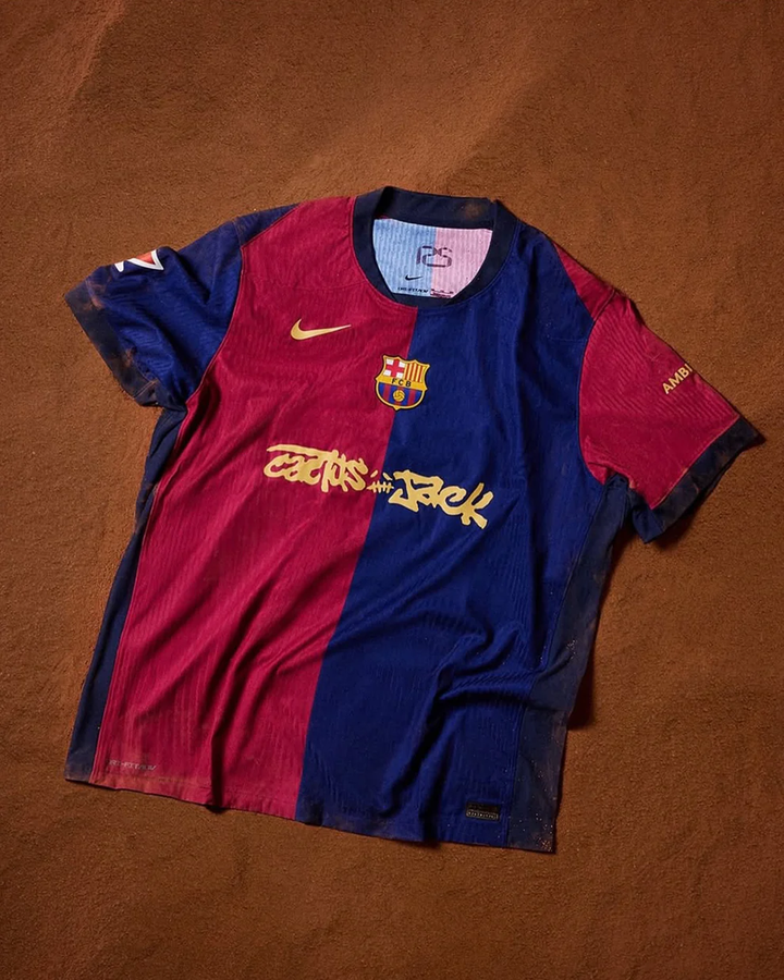 Barcelona Cactus Jack 2025-26 player jersey in blue and maroon with Nike logo and unique design