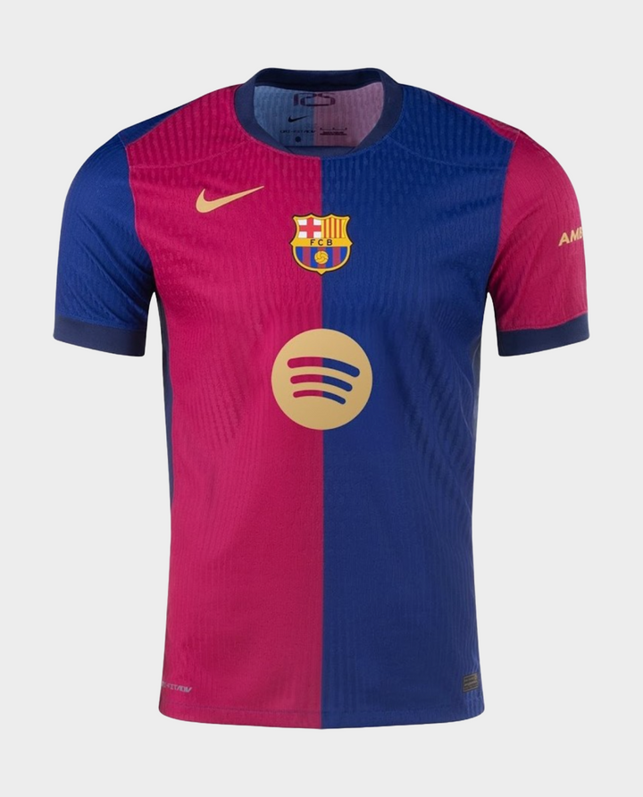 Barcelona Home Jersey 2024 in red and blue with team logo and Spotify branding