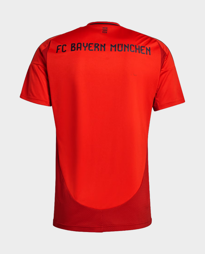 Back view of the Bayern Munich 2024-25 jersey in red featuring FC Bayern München lettering