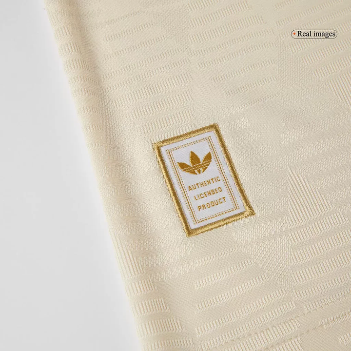 Detailed view of the Bayern Munich 2024-25 third jersey with authentic licensed product tag