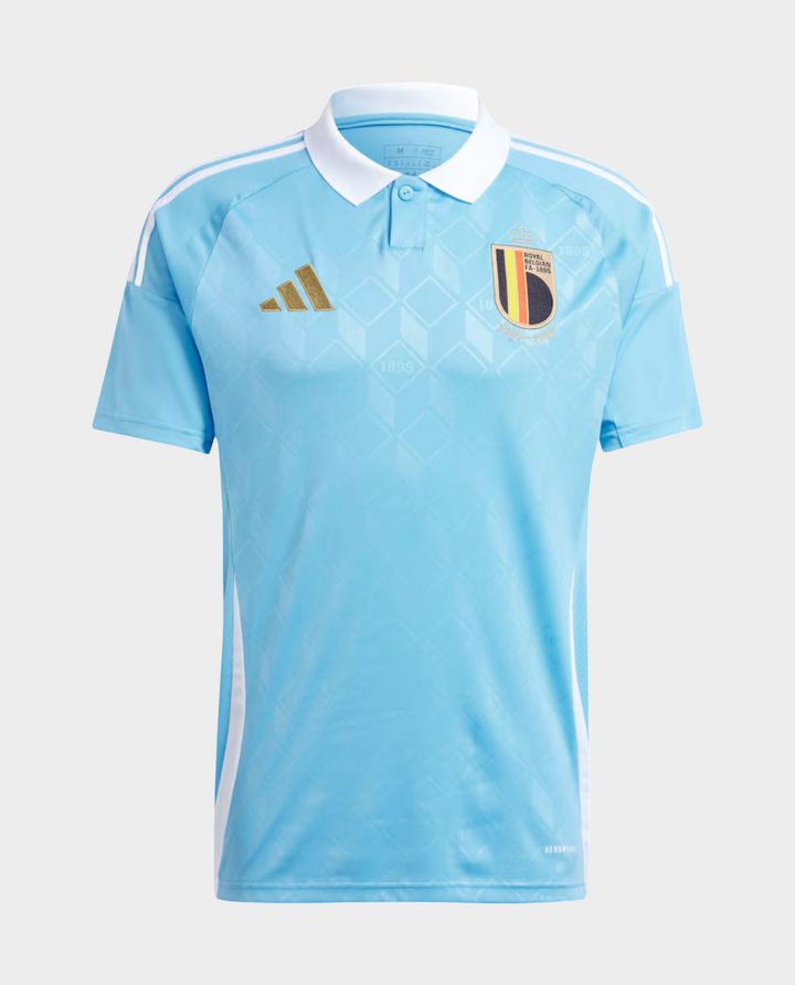 Belgium away jersey 2024 in light blue with embroidered team logo and stylish design