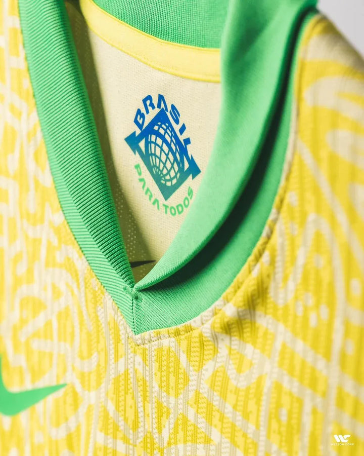 Brazil football jersey 2024 featuring vibrant yellow and green design with comfortable collar