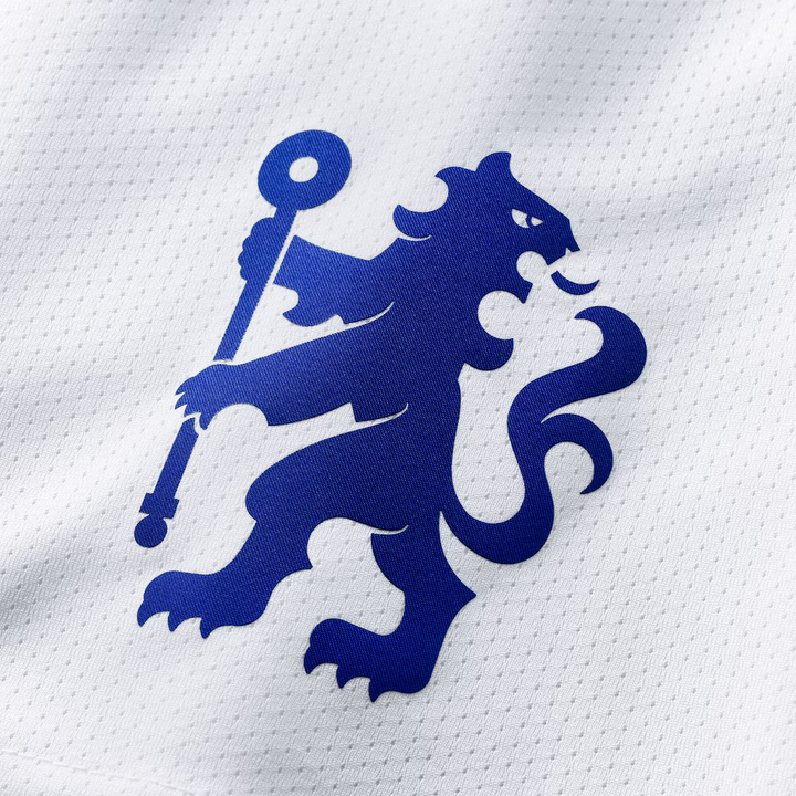 Chelsea baseball shirt special edition featuring the iconic lion logo in blue on white fabric