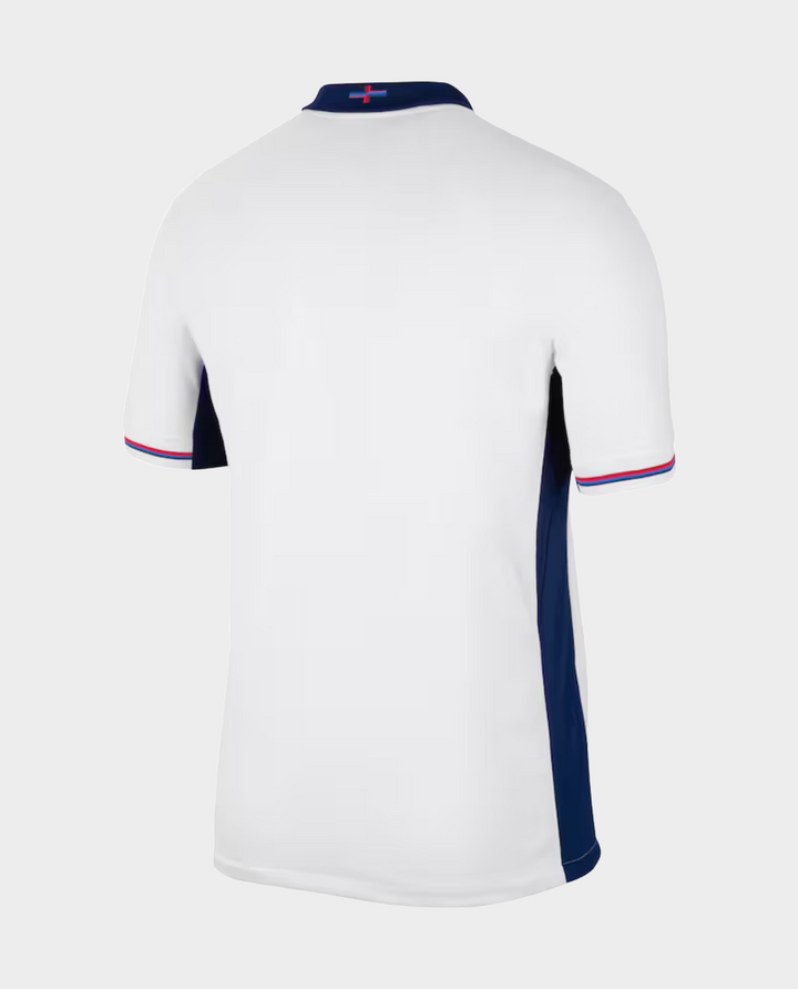 Back view of the England player jersey 2024 in white with navy side panels and collar details