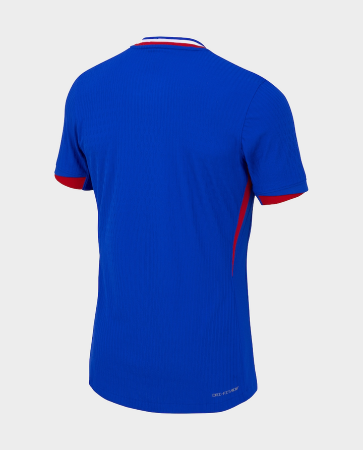 Men's Striker Store France Home Jersey 2024-25 in blue with red accents and classic collar design