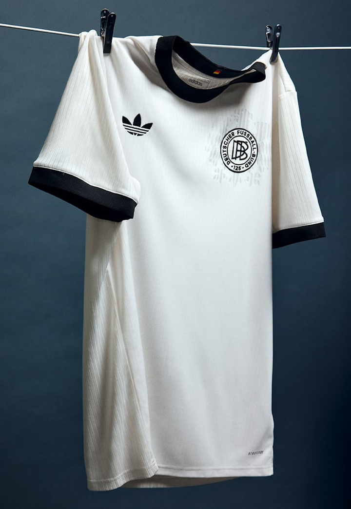 Striker Store Germany 125th Anniversary Jersey 2025-26 in white with black accents and logo