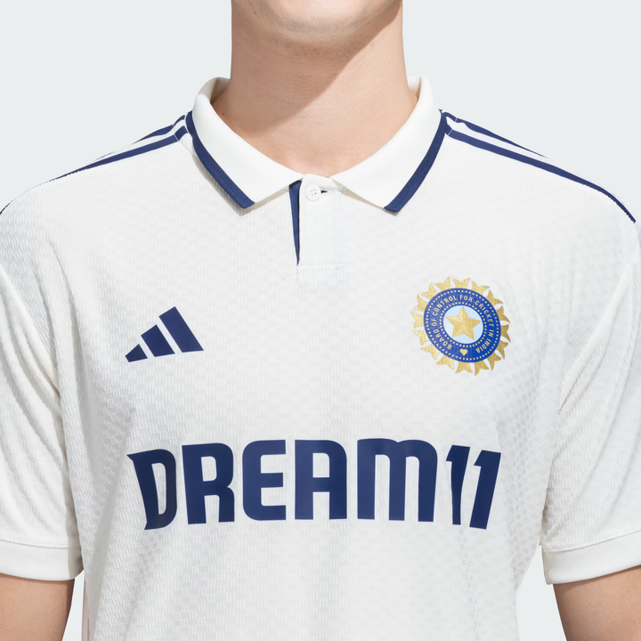 India cricket test jersey 2025 featuring Dream11 logo and official team colors