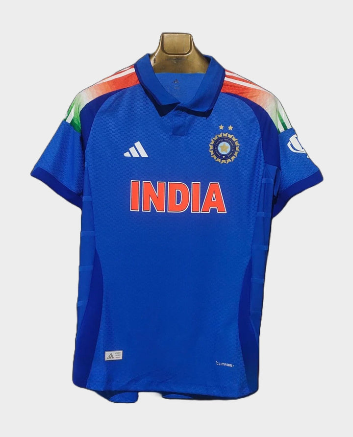 Striker Store India ODI cricket jersey 2025 in blue with national colors and team logo