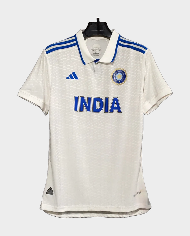 India Test Cricket Jersey 2025 by Striker Store with Blue Detailing and Polo Collar Design