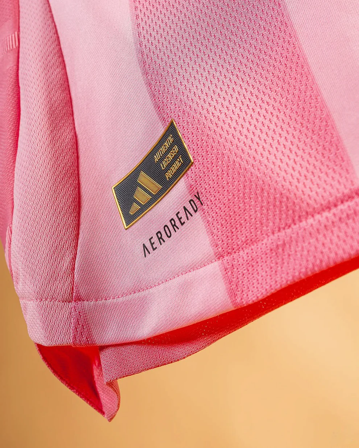 Striker Store Inter Miami 2025-26 home jersey featuring Aeroready moisture-wicking technology in vibrant pink