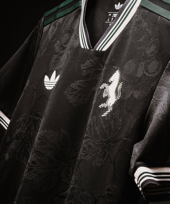 Juventus 25-26 third jersey featuring intricate floral design and classic Adidas branding