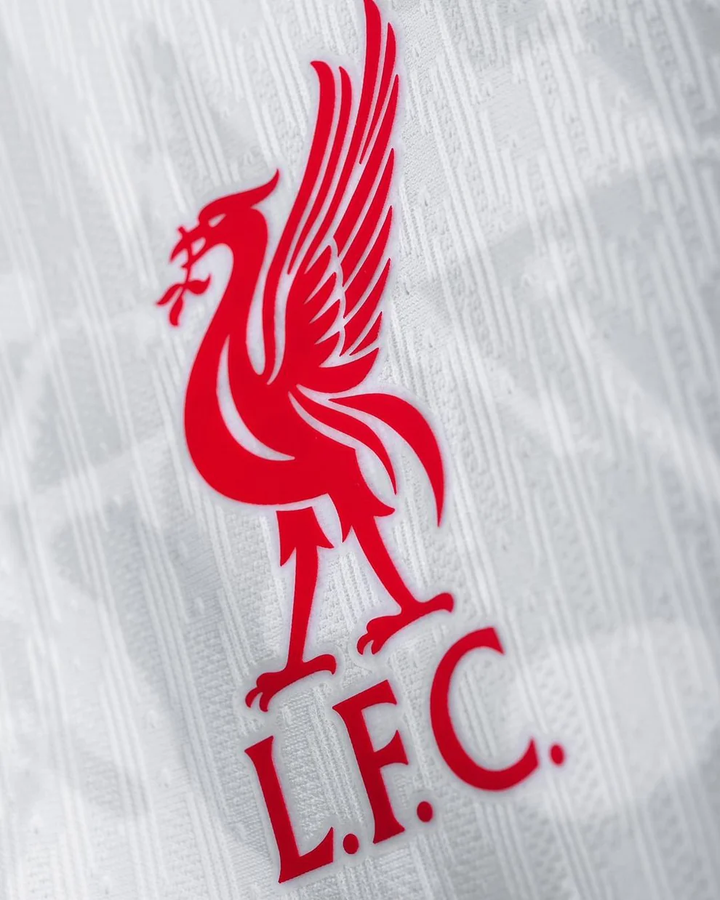 Liverpool 2024 third jersey featuring iconic red L.F.C. logo in high detail