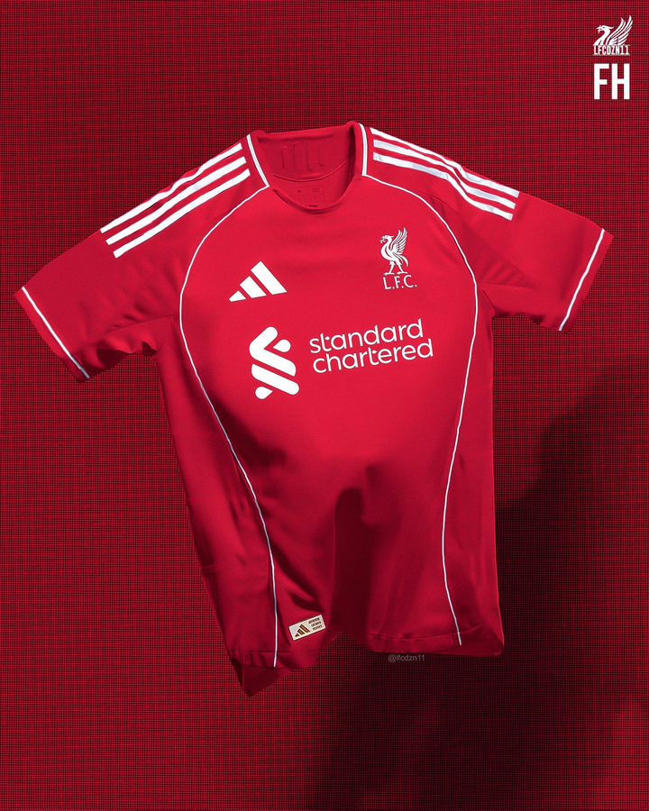 Liverpool 2025-26 home jersey player version featuring a bold red design and iconic club logo