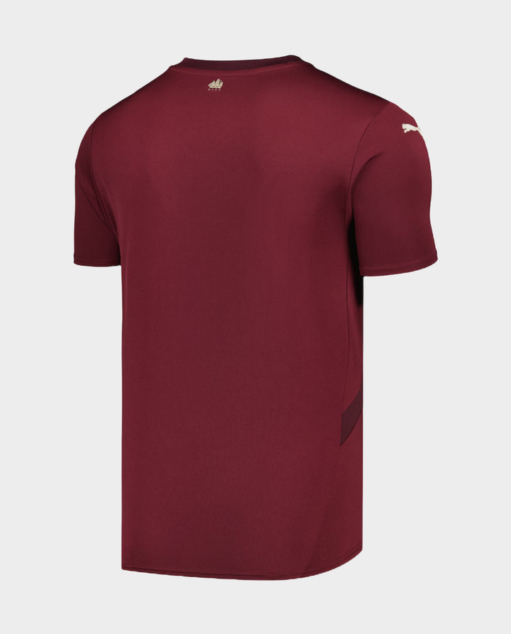Manchester City 2024 third jersey in burgundy with short sleeves and a sleek design from Striker Store
