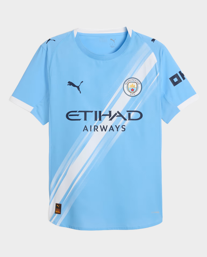 Manchester City 2025-26 Home Jersey in sky blue with Etihad Airways logo and stylish design