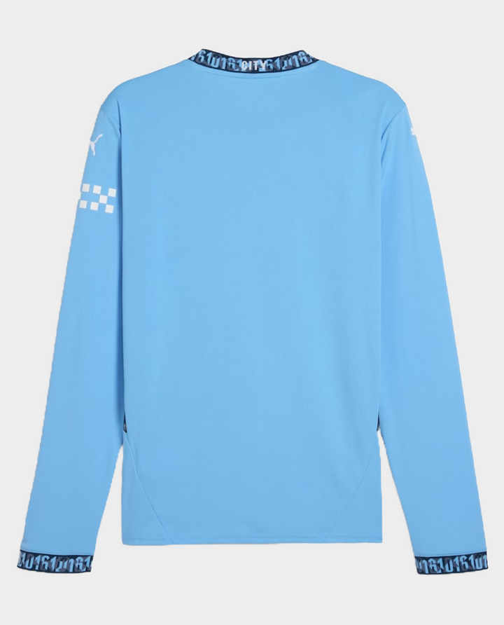 Back view of Manchester City full sleeve jersey 2024 in sky blue from Striker Store