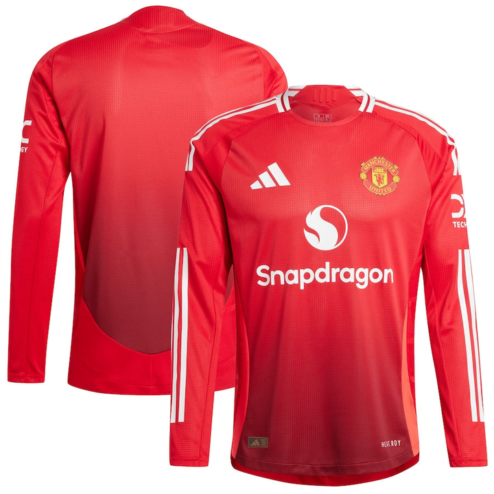 Manchester United 2024 jersey in red featuring SnapDragon logo and Adidas branding