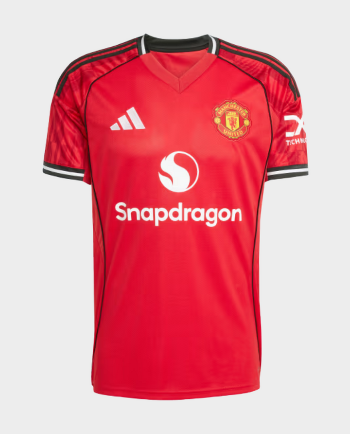 Striker Store Manchester United 2025-26 home jersey in red with black and white accents