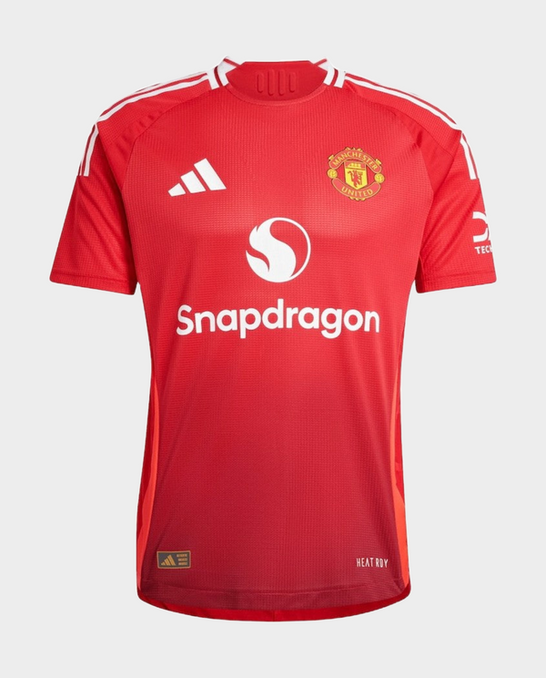 Manchester United jersey 2024-25 in red with Snapdragon logo for fans and players