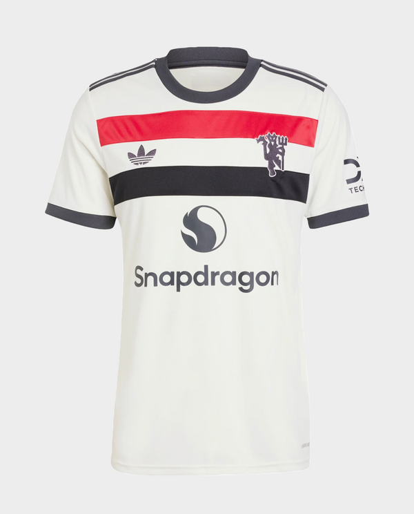 Manchester United Third Jersey 2024 featuring a classic design with bold colors and Snapdragon logo