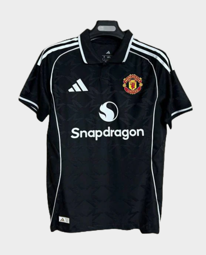 Manchester United Third Jersey 2025-26 player version black football shirt with club crest and sponsor logo