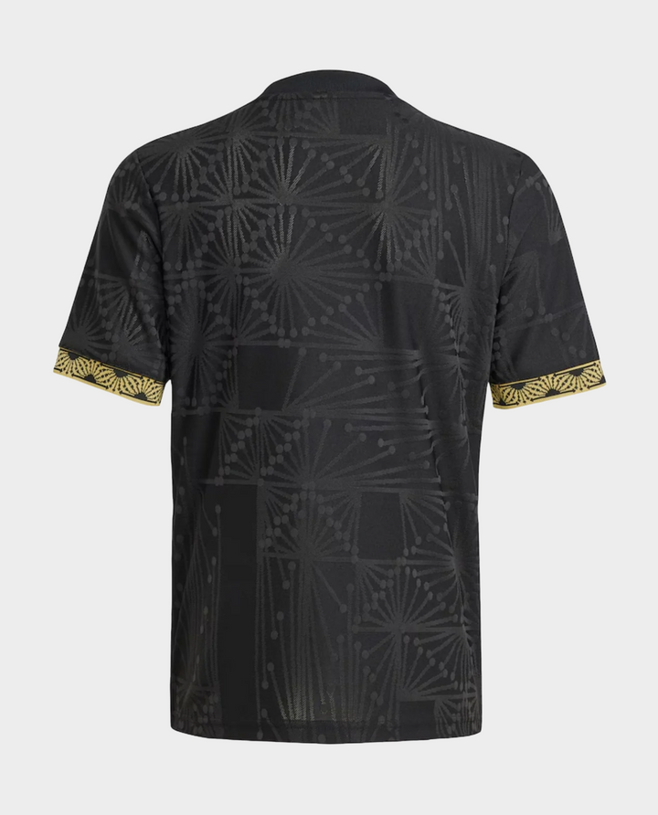 Back view of Mexico de Oro 2025-26 Black jersey featuring intricate design and gold accents