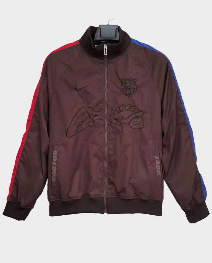 Barcelona Travis Scott windbreaker featuring a sleek design with bold colors and logo details