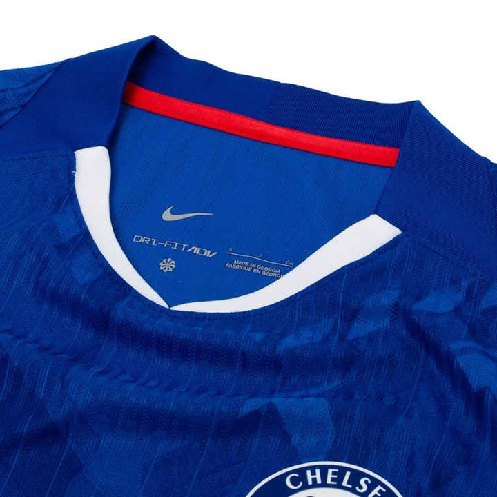 Chelsea home jersey 2025-26 featuring a vibrant blue design with a classic collar