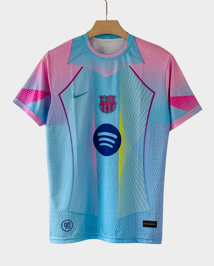 Striker Store FC Barcelona Blue Edition Jersey 2025-26 pink and blue gradient short sleeve kit with Spotify logo