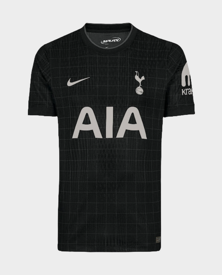 Striker Store Tottenham Hotspur away jersey 2025-26 black grid pattern Nike AIA sponsor club crest