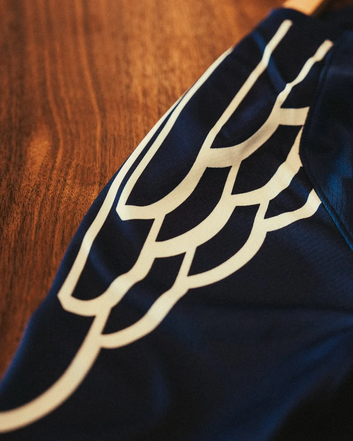 Close-up of PSG 2024 fourth jersey featuring unique wing design on the sleeve.