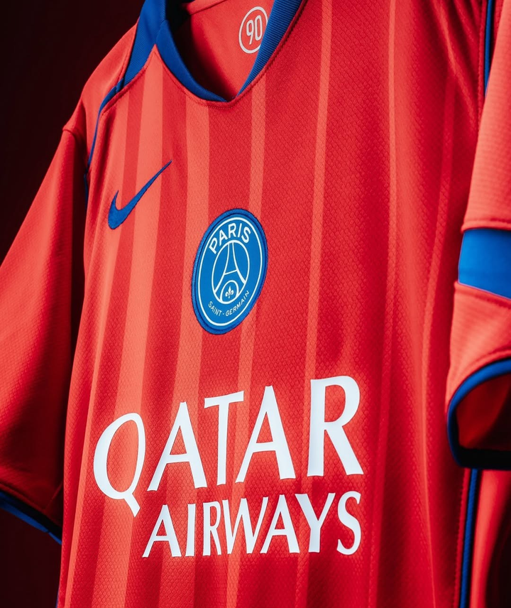 Striker Store PSG third jersey 2025-26 pre order in vibrant red with Qatar Airways logo