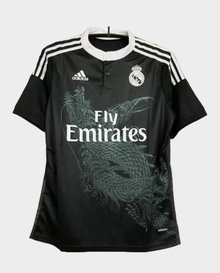 Real Madrid Dragon Jersey 2014-15 featuring a unique dragon design and Fly Emirates logo