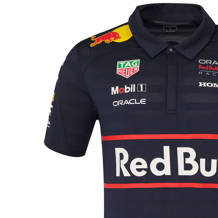 Striker Store Red Bull Racing Team Polo 2025 in dark color with logo detailing and modern fit