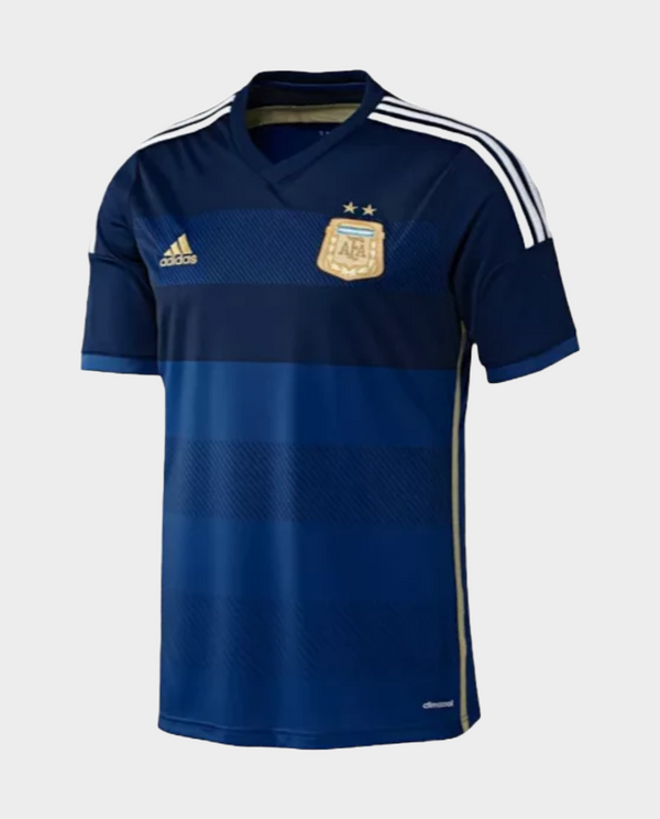 Striker Store Retro Argentina World Cup Jersey 2014 in navy blue with golden accents and team crest