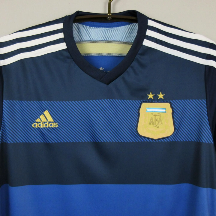 Retro Argentina World Cup Jersey 2014 featuring iconic blue and yellow design and Adidas logo
